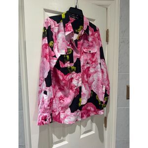 Karl Lagerfeld Floral Blouse/Shirt Floral Print Size: Medium Pink